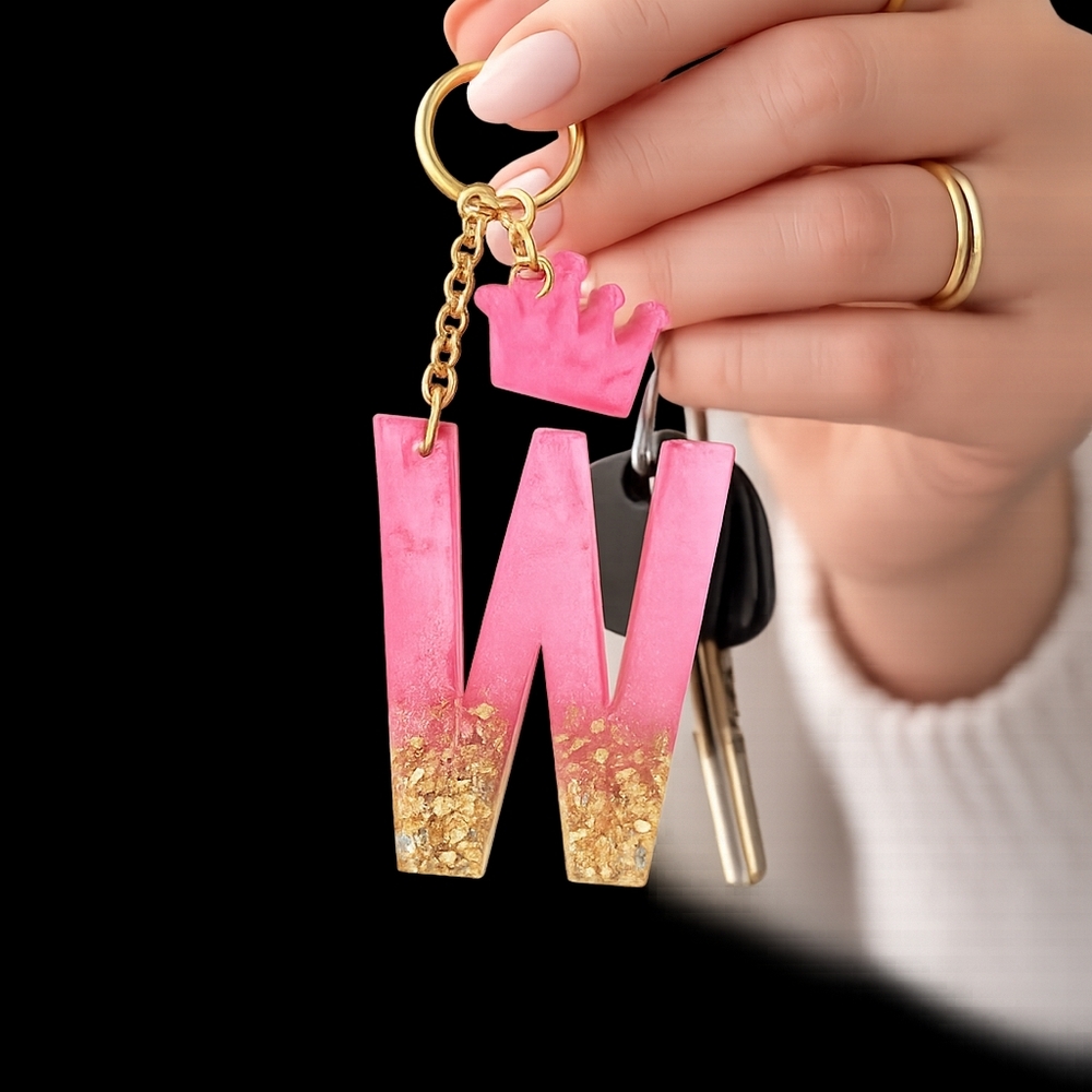 Letter W Resin Keychain